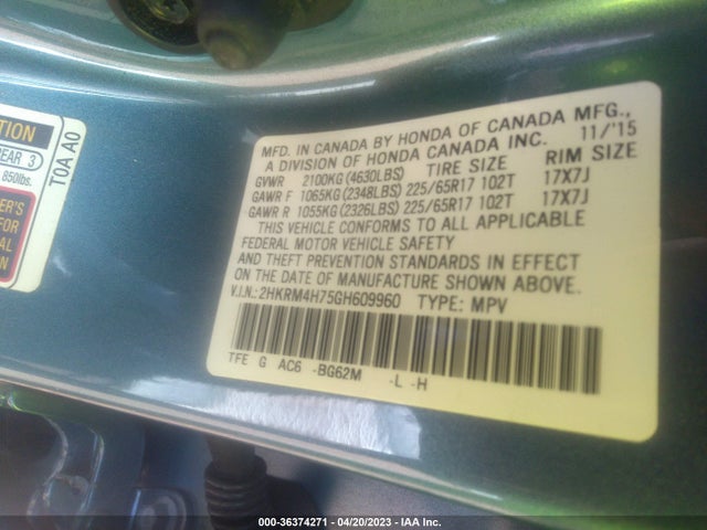 Honda Cr-v Ex-l 2016 2HKRM4H75GH609960 Image 9