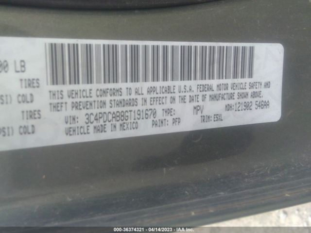 3C4PDCAB8GT191670 Dodge JOURNEY SE