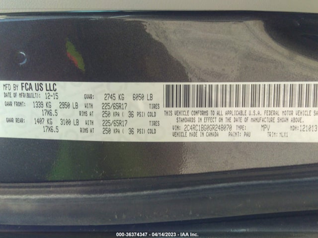 2C4RC1BG0GR248070 Chrysler Town & Country Touring