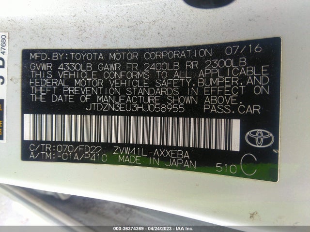 Toyota Prius V Two/five/three/four 2017 JTDZN3EU3HJ058955 Image 10