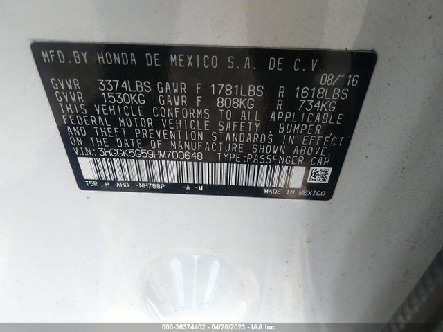2017 HONDA FIT LX VIN: 3HGGK5G59HM700648