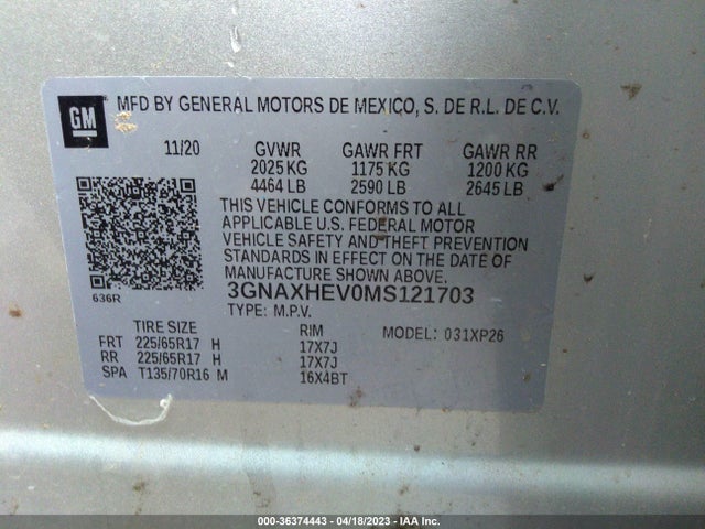Chevrolet EQUINOX LS 2021 3GNAXHEV0MS121703 Image 9