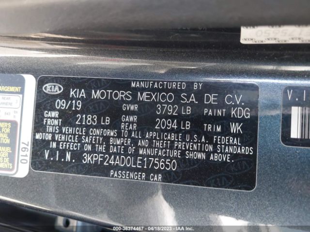3KPF24AD0LE175650 KIA Forte Lxs