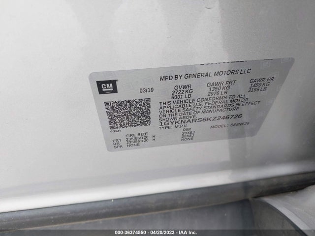 1GYKNARS6KZ246726 Cadillac Xt5 Fwd