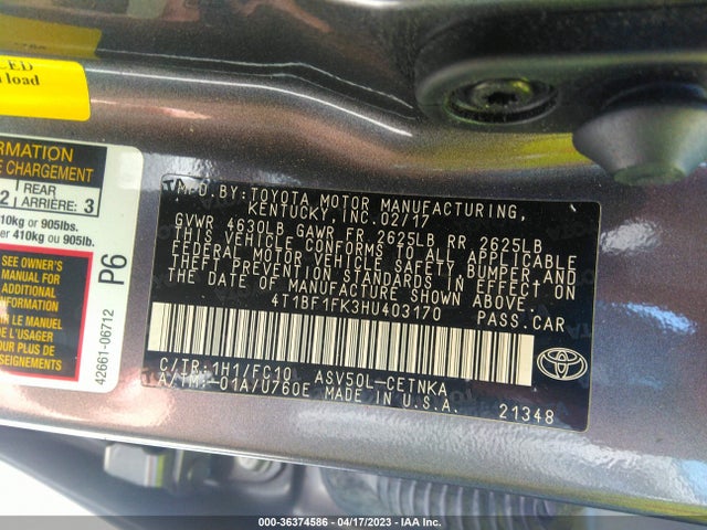 Toyota CAMRY LE 2017 4T1BF1FK3HU403170 Image 9