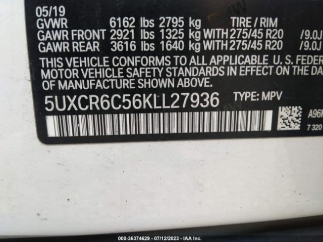 5UXCR6C56KLL27936 BMW X5 Xdrive40i