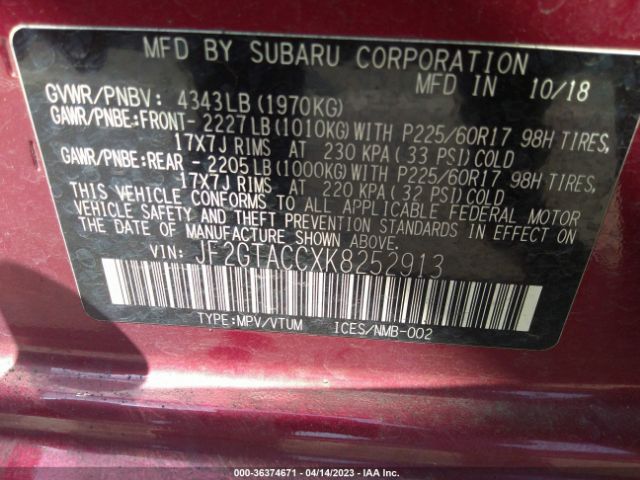 JF2GTACCXK8252913 Subaru Crosstrek Premium
