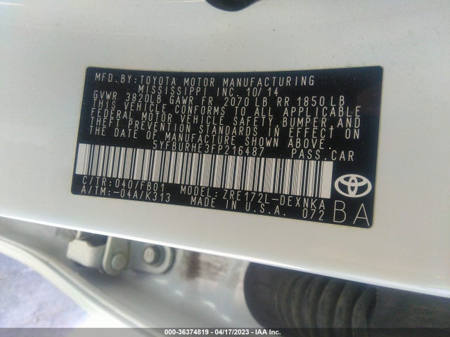 Toyota Corolla L/le/s/s Plus/le Plus 2015 5YFBURHE3FP216487 Image 10