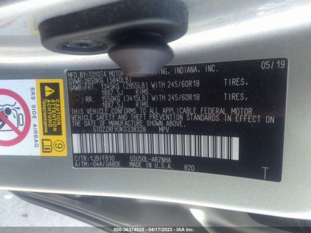 Toyota Highlander Le 2019 5TDZZRFH3KS338328 Image 10