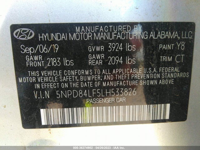 Hyundai ELANTRA SEL 2020 5NPD84LF5LH533826 Image 11