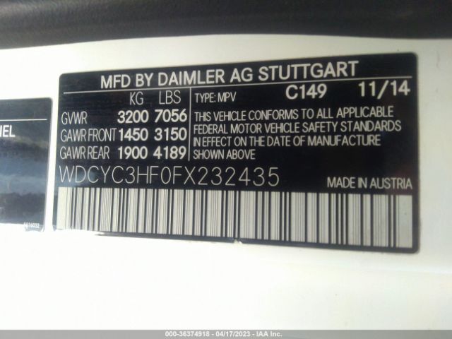 WDCYC3HF0FX232435 Mercedes-Benz G-class G 550