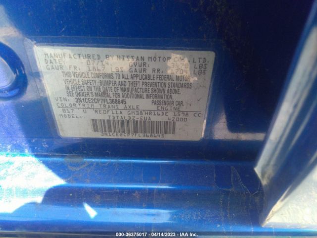 3N1CE2CP7FL368645 Nissan Versa Note Sv