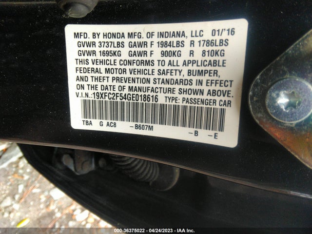 Honda Civic Sedan Lx 2016 19XFC2F54GE018616 Image 9