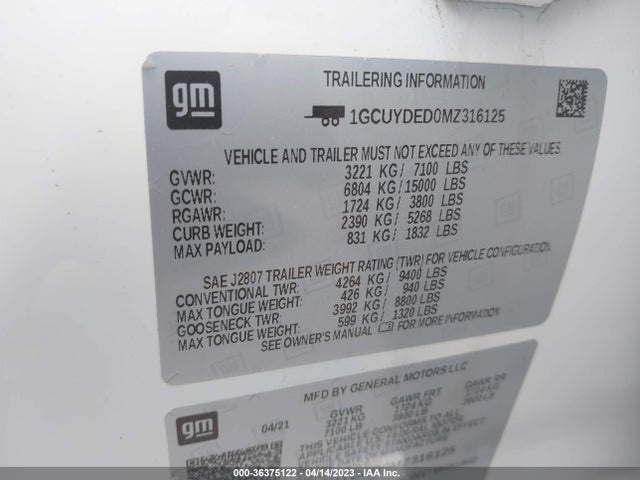 Chevrolet Silverado 1500 Lt 2021 1GCUYDED0MZ316125 Image 11