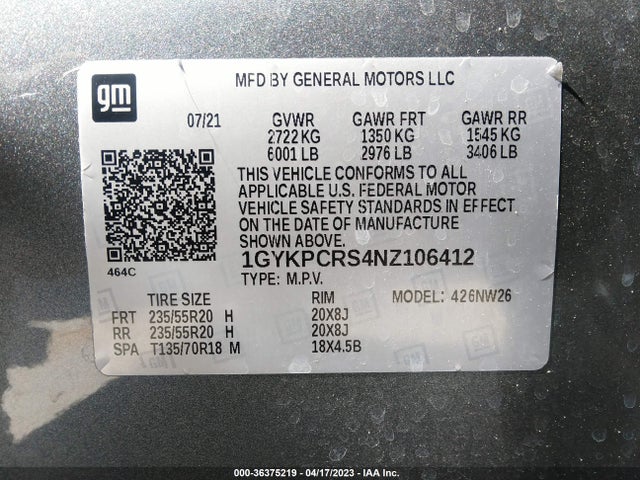 2022 Cadillac XT6, VIN: 1GYKPCRS4NZ106412