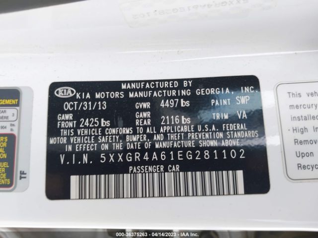 5XXGR4A61EG281102 KIA Optima Sxl Turbo