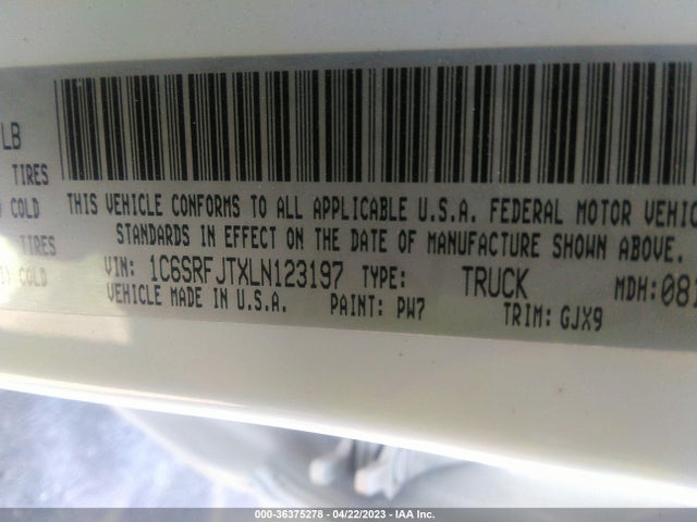 RAM 1500 Laramie 2020 1C6SRFJTXLN123197 Image 9