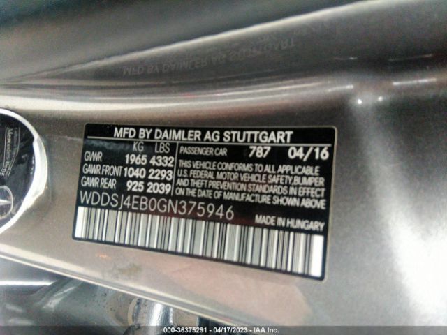 WDDSJ4EB0GN375946 Mercedes-Benz Cla Cla 250