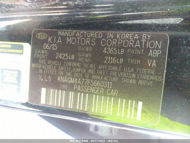 KNAGM4A77F5660311 KIA Optima Lx