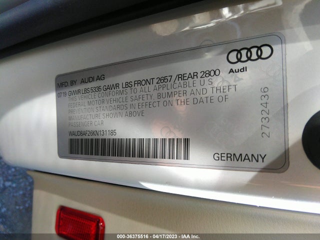 WAUD8AF26KN131185 Audi A6 PREMIUM