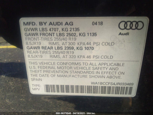 WA1BCCFS4JR033469 Audi Q3 Premium/sport Premium
