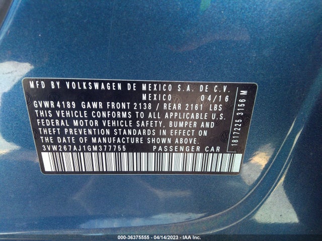 3VW267AJ1GM377755 Volkswagen Jetta Sedan 1.4t S