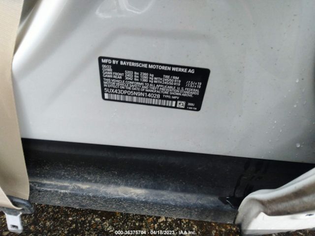 5UX43DP05N9N14028 BMW X3 Sdrive30i