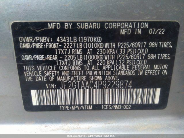 JF2GTAAC4P9229874 Subaru Crosstrek