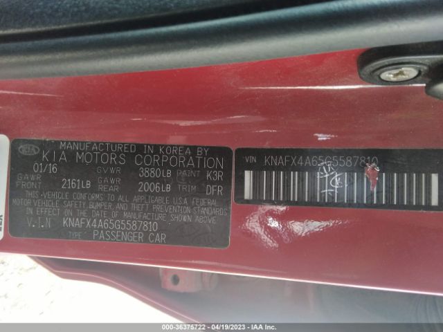 KNAFX4A65G5587810 KIA FORTE LX