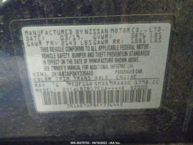 3N1AB7AP8KY336445 Nissan SENTRA S
