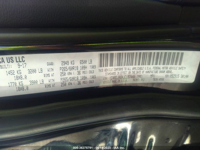1C4RDJAGXJC187440 Dodge Durango Sxt