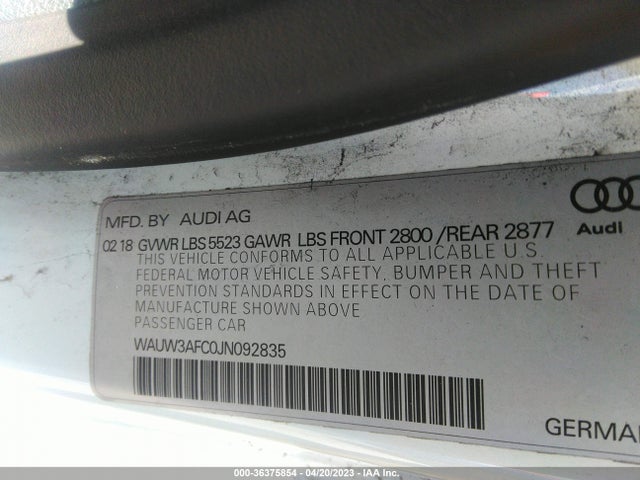 WAUW3AFC0JN092835 Audi A7 Premium Plus