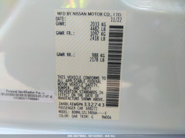 Nissan Altima 2.5 Sl 2023 1N4BL4EW6PN332743 Image 10