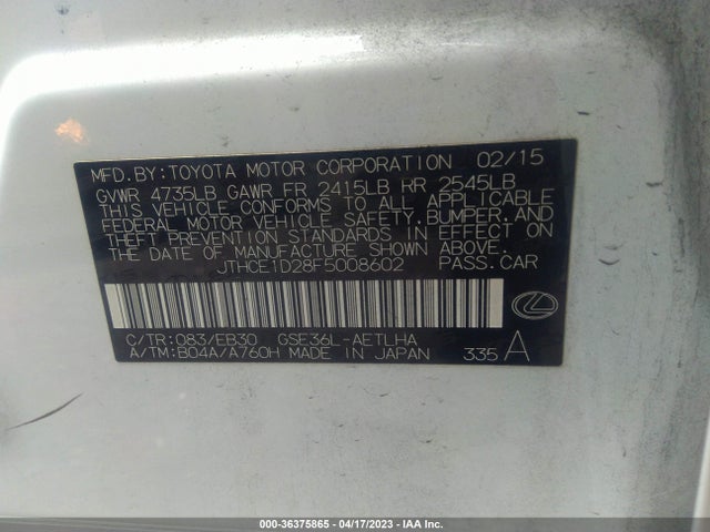 Lexus IS 350 2015 JTHCE1D28F5008602 Image 10