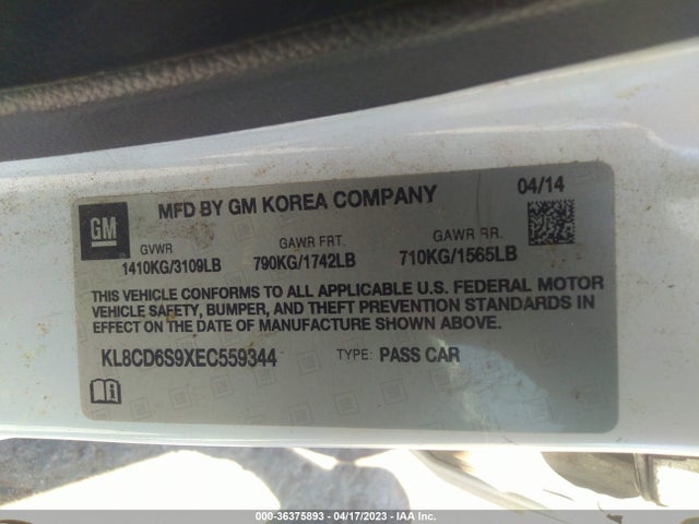 Chevrolet Spark Lt 2014 KL8CD6S9XEC559344 Image 10