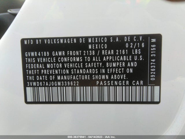 3VWD67AJ0GM339622 Volkswagen Jetta Sedan 1.4t Se