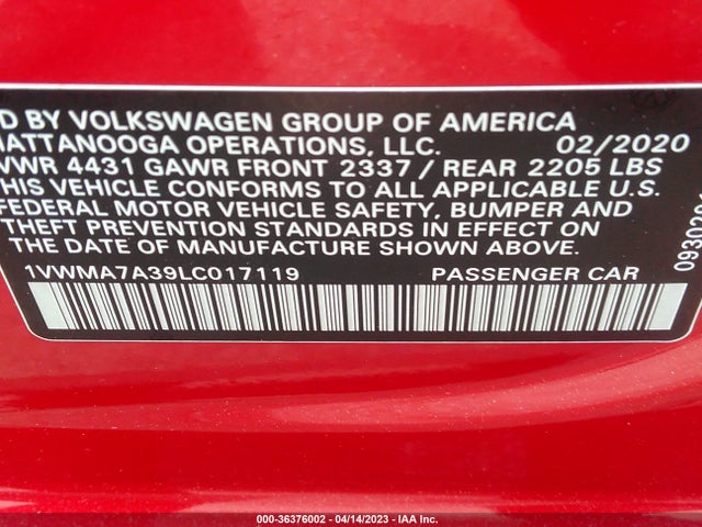 1VWMA7A39LC017119 Volkswagen Passat 2.0t R-line