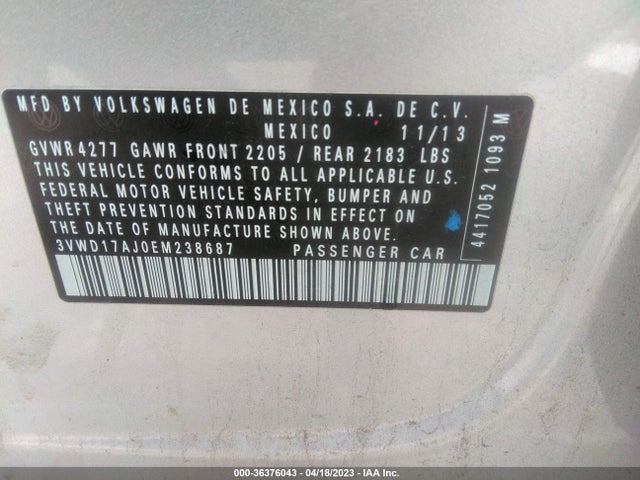 3VWD17AJ0EM238687 Volkswagen Jetta Sedan Se