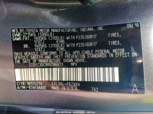 Toyota Sienna Xle Auto Access 2017 5TDYZ3DC9HS786811 Image 11