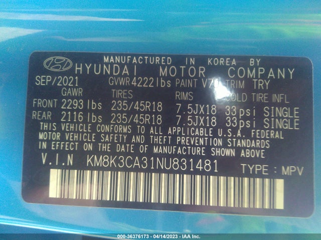 Hyundai Kona N Line 2022 KM8K3CA31NU831481 Image 11