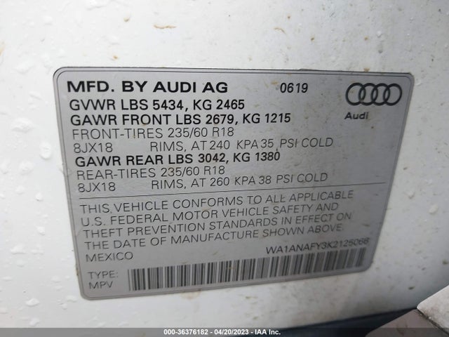 WA1ANAFY3K2125066 Audi Q5 PREMIUM