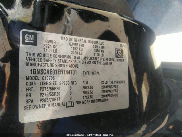 Chevrolet Tahoe Ls 2014 1GNSCAE01ER144701 Image 10