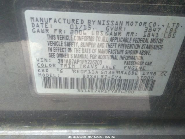 3N1AB7AP1FY226200 Nissan SENTRA SR