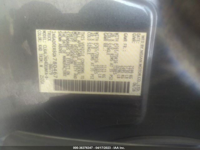 1N6AD0ER8GN780467 Nissan Frontier Sv