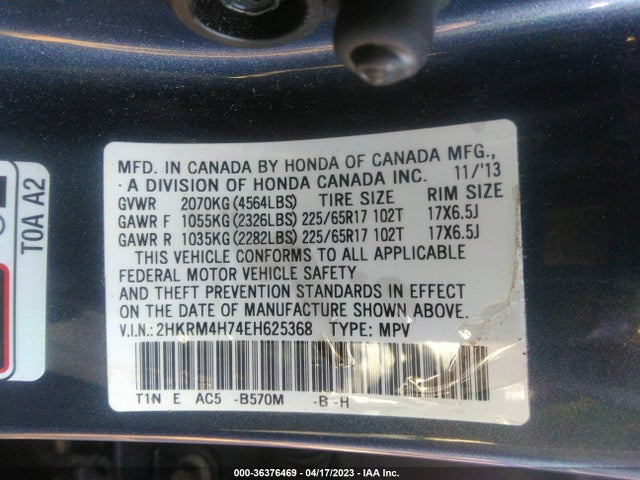 Honda Cr-v Ex-l 2014 2HKRM4H74EH625368 Image 9