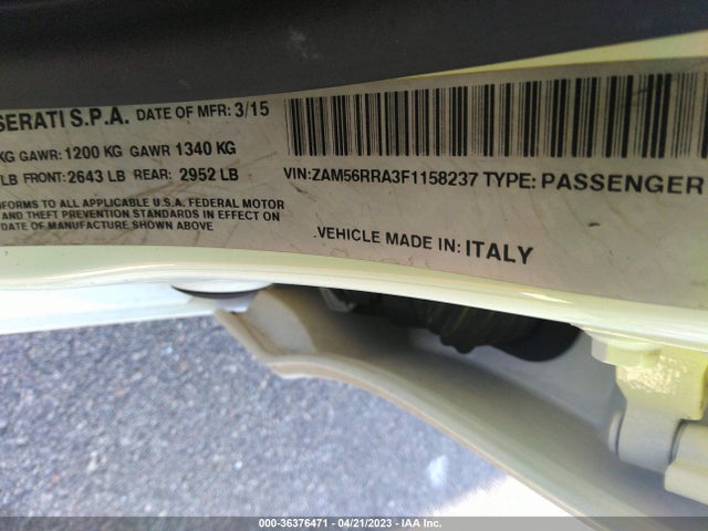 2015 Maserati Quattroporte, VIN: ZAM56RRA3F1158237