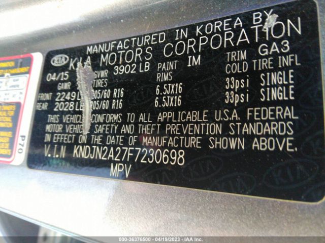 KNDJN2A27F7230698 KIA Soul Base