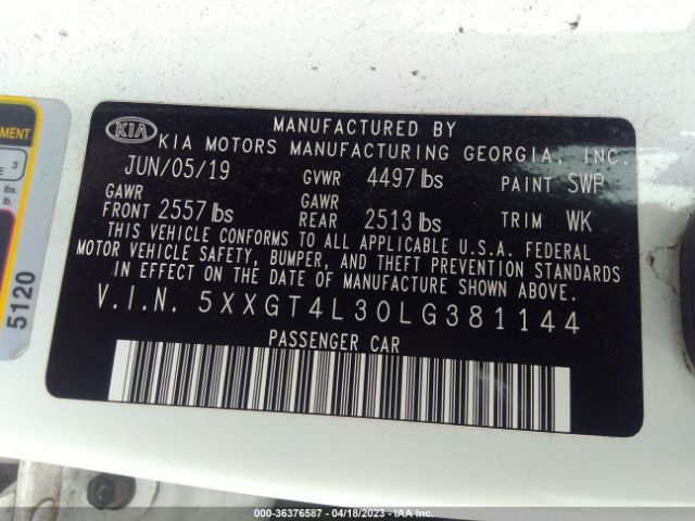 5XXGT4L30LG381144 KIA Optima Lx