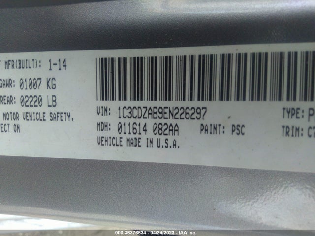 Dodge AVENGER SE 2014 1C3CDZAB9EN226297 Image 9