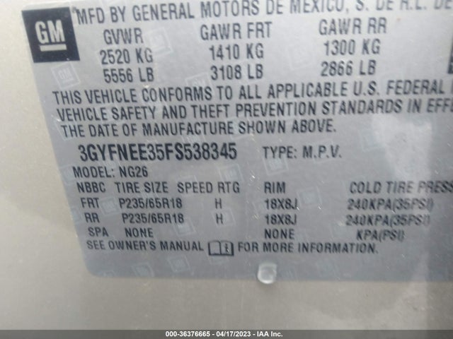 Cadillac Srx Luxury Collection 2015 3GYFNEE35FS538345 Image 9